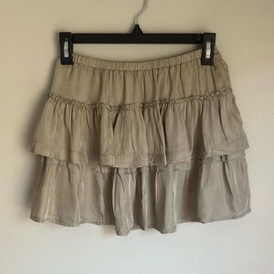 Crewcuts J crew girls Ruffle Tiered Khaki Skirt Size 12 Elastic Waist